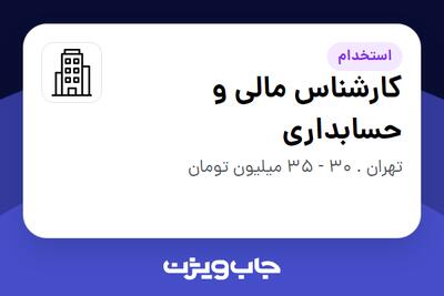 استخدام کارشناس مالی و حسابداری در سازمانی فعال در حوزه اینترنت / تجارت الکترونیک / خدمات آنلاین