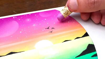 آموزش نقاشی خیلی آسان با پاستل روغنی!