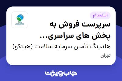 استخدام سرپرست فروش به پخش های سراسری (لاین مکمل‌های ورزشی) در هلدینگ تأمین سرمایه سلامت (هیتکو)