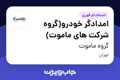 استخدام امدادگر خودرو(گروه شرکت های ماموت) - آقا در گروه ماموت