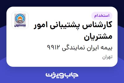 استخدام کارشناس پشتیبانی امور مشتریان - خانم در بیمه ایران نمایندگی 9912