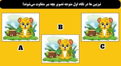 افراد باهوش و تیزبین در نگاه اول متوجه تصویر بچه ببر متفاوت می‌شوند!