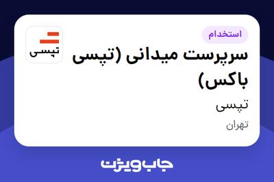 استخدام سرپرست میدانی (تپسی باکس) در تپسی