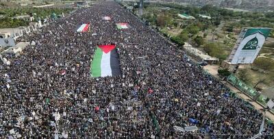 تظاهرات گسترده یمنی‌ها در حمایت از فلسطین