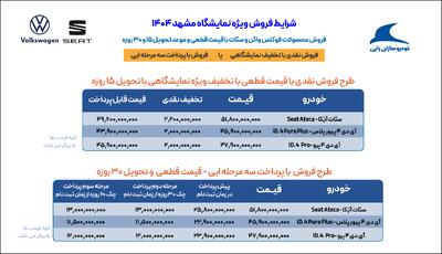 تحویل 30 روزه فولکس واگن ID.4 و سئات آتکا تنها با 50 درصد پیش پرداخت یا تحویل 15 روزه با تخفیف 200 میلیون تومانی در خرید نقدی