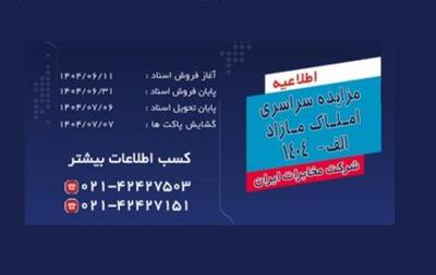برگزاری مزایده سراسری املاک مازاد شرکت مخابرات ایران