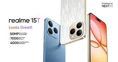ریلمی 15T 5G با باتری غول‌پیکر ۷,۰۰۰ میلی‌آمپرساعتی عرضه شد