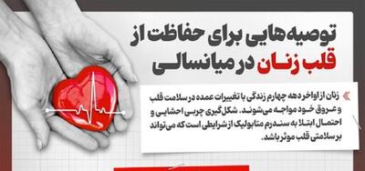 توصیه‌هایی برای حفاظت از قلب زنان در میانسالی (اینفوگرافی)