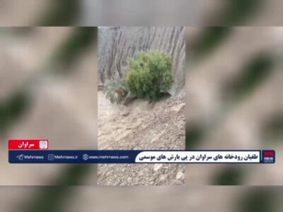 طغیان رودخانه‌ها سراوان در پی بارش‌های موسمی