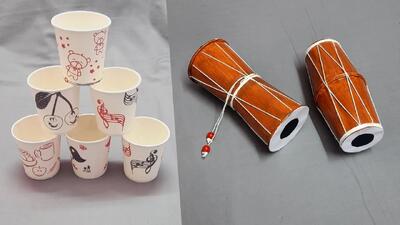 ساخت تبل مناسب دکوری یا سرگرمی کودکان / ساخت تبل با لیوان یکبار مصرف