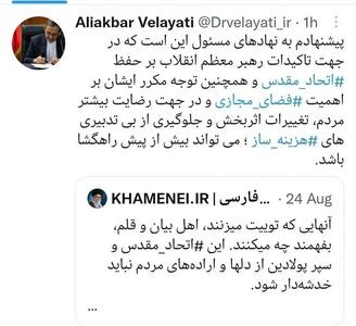 عکس/ توییت مهم ولایتی برای جلب رضایت مردم | اقتصاد24