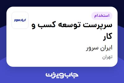 استخدام سرپرست توسعه کسب و کار در ایران سرور
