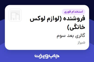 استخدام فروشنده (لوازم لوکس خانگی) - آقا در گالری بعد سوم