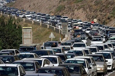 ترافیک سنگین در جاده کرج - چالوس
