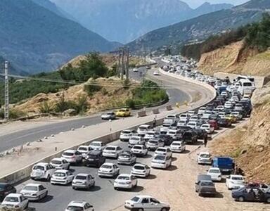 ترافیک سنگین در جاده کرج - چالوس