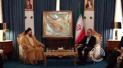 دیدار و رایزنی عمار حکیم با دبیر شورای عالی امنیت ملی ایران