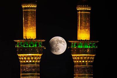 عکس/ تصاویری از ماه‌گرفتگی در آسمان کربلای معلی