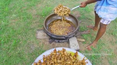 پخت غذای سنتی هندی با ۵۰۰ بلدرچین در یک مراسم روستایی (فیلم)