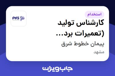 استخدام کارشناس تولید (تعمیرات برد الکترونیکی) در پیمان خطوط شرق