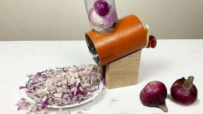 آموزش ساخت دستگاه خردکن پیاز با قوطی کنسرو در خانه (فیلم)