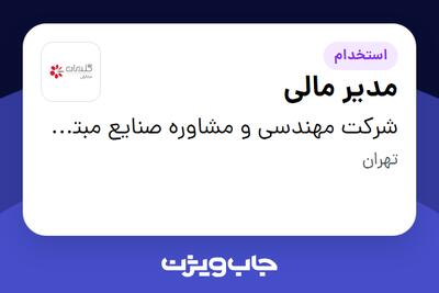 استخدام مدیر مالی در شرکت مهندسی و مشاوره صنایع مبتکران گلدیران