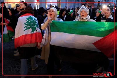 تظاهرات حامیان فلسطین در ایستگاه قطار لیون فرانسه