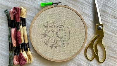 آموزش گلدوزی دوربین با گل در ۵ دقیقه !(گلدوزی برای مبتدیان)