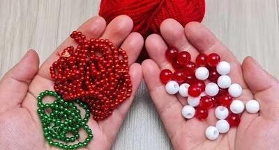 ساخت کاردستی خلاقانه با کاموا و مهره های قرمز!
