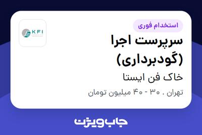استخدام سرپرست اجرا (گودبرداری) - آقا در خاک فن ایستا