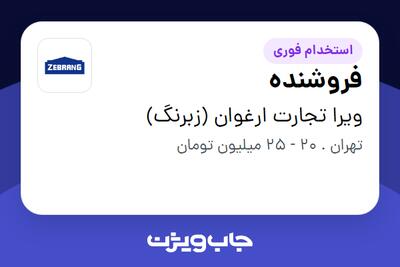 استخدام فروشنده در ویرا تجارت ارغوان (زبرنگ)