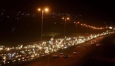 ترافیک شدید شبانه در جاده چالوس + جزییات