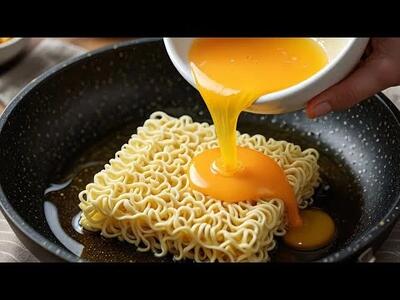 بیا یادت بدم چطور با نودل و تخم مرغ یه صبحانه لاکچری درست کنی !