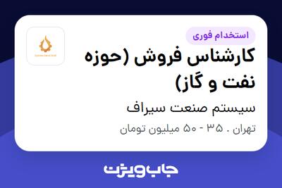 استخدام کارشناس فروش (حوزه نفت و گاز) - خانم در سیستم صنعت سیراف