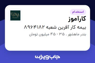 استخدام کارآموز در بیمه کار آفرین شعبه 8964182