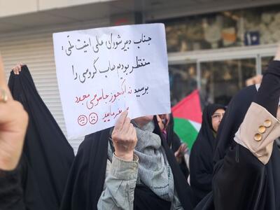 تصاویر جدیدی از تجمع علیه توافق با آژانس/ حضور میکروفون، بلندگو، دست‌نوشته و کمی شرکت کننده