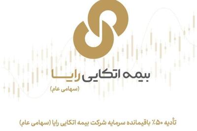  واریز مبلغ تادیه سرمایه شرکت بیمه اتکایی رایا (سهامی عام)