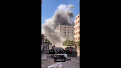 لحظه حمله اسرائیل به برج مسکونی النور/ فیلم