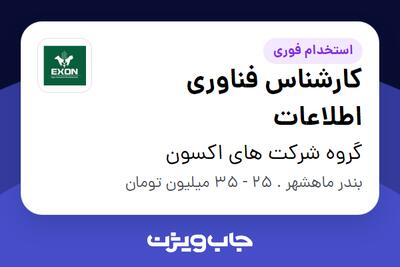 استخدام کارشناس فناوری اطلاعات - آقا در گروه شرکت های اکسون