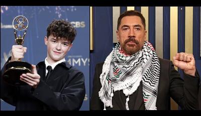 خاوویر باردم با چفیه در مراسم جوایز امی/ درخشش «نوجوانی» و حمایت از فلسطین