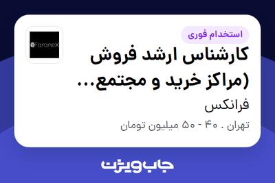 استخدام کارشناس ارشد فروش (مراکز خرید و مجتمع تجاری) در فرانکس