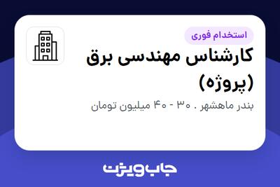 استخدام کارشناس مهندسی برق (پروژه) - آقا در سازمانی فعال در حوزه نفت، گاز و پتروشیمی