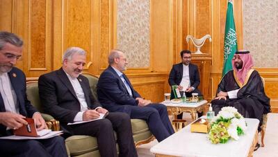 دیدار لاریجانی با ولیعهد عربستان؛ رایزنی تهران و ریاض درباره همکاری‌های منطقه‌ای