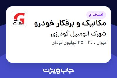 استخدام مکانیک و برقکار خودرو - آقا در شهرک اتومبیل گودرزی