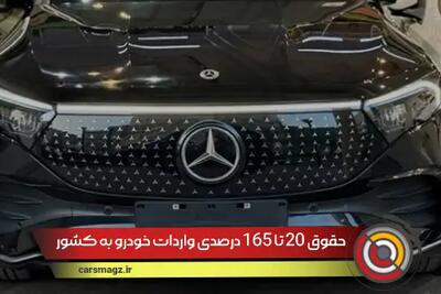 حقوق 20 تا 165 درصدی واردات خودرو به کشور