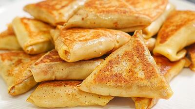 طرز پیچاندن سمبوسه با گوشت چرخکرده بدون ریختن مواد
