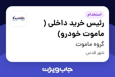 استخدام رئیس خرید داخلی ( ماموت خودرو) در گروه ماموت