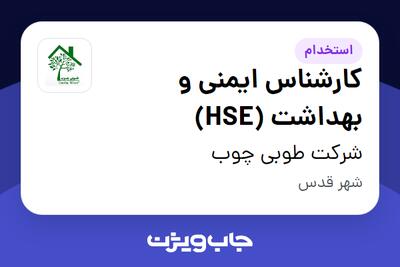 استخدام کارشناس ایمنی و بهداشت (HSE) - خانم در شرکت طوبی چوب