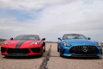 قدرت آلمانی یا عضله آمریکایی؟ درگ مرسدس AMG GT و کوروت استینگری - پدال