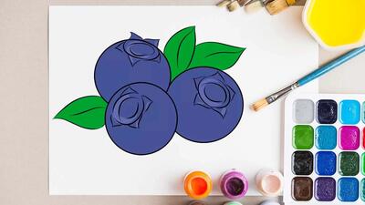 آموزش ساده نقاشی بلوبری برای کودکان