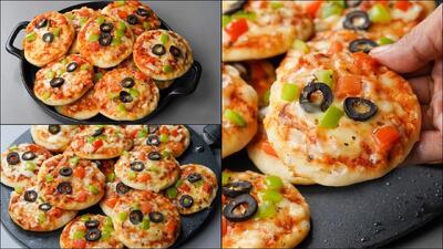 دستور پخت مینی پیتزا سبزیجات بدون فر و بدون تخم مرغ !